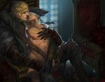  2boys alfred_(bloodborne) blindfolded blood bloodborne hat male_focus multiple_boys sitting sitting_on_person sunny_(id=4472508) torn_clothes undressing yaoi 