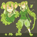  &lt;3 animal_humanoid breasts clothed clothing female feral footwear green_eyes green_hair grin hair hataraki_ari humanoid japanese_text long_hair mammal medium_breasts middrilo mouse mouse_humanoid pants rodent shirt smile tattoo teeth text transformation 