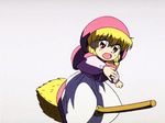  akazukin_chacha blonde_hair broom chacha hood sitting 