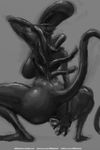  2017 alien alien_(franchise) anus big_butt breasts butt buttplug female greyscale monochrome nihilophant rear_view sex_toy solo xenomorph 