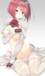  ark_royal_(kancolle) breast_hold breasts kantai_collection mutsuno_hekisa pantyhose torn_clothes 
