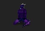  2017 anthro balls boxers_(clothing) bulge clothed clothing dragon earrring erection horn invalid_color kotalis liquid looking_at_viewer male male/male muscular night nitadil panties penis piercing pose scalie simple_background single solo submissive tongue torso uke underwear 