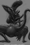  2017 alien alien_(franchise) anal anal_masturbation anal_penetration anus big_butt breasts butt buttplug female greyscale masturbation monochrome nihilophant penetration pussy rear_view sex_toy solo toying_self xenomorph 