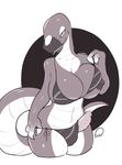  anthro big_breasts bikini breasts clothing dickgirl erection greycsale intersex looking_at_viewer nipples peculiart penis penis_through_leghole poking_out reptile scalie smile snake solo standing swimsuit teasing 