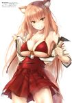  absurdres animal_ear_fluff animal_ears bangs bare_shoulders blouse breasts cleavage cowboy_shot fate/extra fate/extra_ccc fate/extra_ccc_fox_tail fate_(series) fox_ears fox_tail front-tie_top hakama halter_top halterneck highres japanese_clothes large_breasts long_hair looking_at_viewer orange_hair pom_pom_(clothes) red_bikini_top red_hakama red_skirt sash scan simple_background skirt smile solo standing suien suzuka_gozen_(fate) tail teeth translation_request underwear white_background white_blouse yellow_eyes 