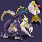 1:1 anal anal_penetration anus ass_up balls blue_eyes blue_mane bodily_fluids butt claws cum cum_from_ass cum_in_ass cum_inside dragon duo feral genital_fluids genitals grey_horn hi_res horn kyorg7 male male/male mane multicolored_mane mythological_creature mythological_scalie mythology orange_mane penetration penis perineum pink_claws pink_penis pink_tongue puffy_anus raised_tail scalie spyropurple tail tongue yellow_anus yellow_claws