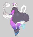  anthro big_butt boosterpang butt clothed clothing feline female huge_butt looking_at_viewer mammal overweight smile solo technology 
