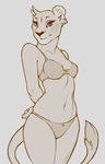  2016 anthro blue_eyes bra breasts caraid cleavage clothed clothing eyebrows eyelashes feline female hands_behind_back lion looking_at_viewer mammal midriff navel panties signature simple_background solo tail_tuft tuft underwear white_background wide_hips 