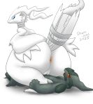 anthro anus big_butt black_body blue_eyes butt drain_scat duo female fur generation_5_pokemon genitals hi_res legendary_pokemon looking_at_another looking_at_partner looking_back looking_back_at_another looking_back_at_partner looking_forward lying male male/female nintendo nude pokemon pokemon_(species) red_eyes reshiram simple_background sitting sitting_on_another vulva white_background white_body white_fur zekrom