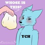 abdl anthro blush blush_lines bodily_fluids canid canine diaper duo female genital_fluids littlewhitedoe male mammal sticker unclean_diaper urine used_diaper wet_diaper ych_(character)