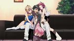  1boy 3girls black_hair blonde_hair harem ichijou_haruhiko izumi_reina kawakami_mai minase_koito multiple_girls musaigen_no_phantom_world red_hair 