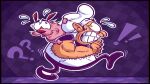 beagle canid canine canis cartoon_network courage_the_cowardly_dog courage_the_cowardly_dog_(character) crossover domestic_dog fur hi_res human hunting_dog male male/male mammal peppino_spaghetti pink_body pink_fur pizza_tower scared scent_hound