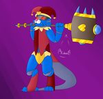  2017 absurd_res animatronic anthro clothed clothing digital_media_(artwork) hammer hi_res kubora machine male mammal marine melee_weapon not_furry open_mouth pinniped robot seal simple_background solo tools weapon 