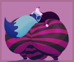 2026 anthro armwear big_breasts big_butt big_vulva black_armwear black_bottomwear black_clothing black_nose black_pants blue_body blue_ears blue_hair blue_inner_ear_fluff blue_tail blue_tail_tip bottomwear breasts butt butt_grab butt_squish camel_toe canid canine clothing colored digital_media_(artwork) dipstick_tail faye_(reathe) female fox genitals hair hand_on_butt hand_on_own_butt hi_res huge_breasts huge_butt hyper hyper_breasts hyper_butt hyper_genitalia hyper_vulva inner_ear_fluff insane kuroyami looking_at_viewer looking_back looking_back_at_viewer mammal markings multicolored_body pants pattern_armwear pattern_bottomwear pattern_clothing pattern_pants pink_armwear pink_background pink_body pink_bottomwear pink_clothing pink_pants purple_clothing purple_shirt purple_tongue purple_topwear rear_view red_eyes shaded sharp_teeth shirt simple_background smile smiling_at_viewer solo squish tail tail_markings teeth tight_clothing tongue tongue_out topwear tuft two_tone_body vulva