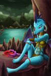  2017 clothing d-lowell dragon female friendship_is_magic horn mountain my_little_pony princess_ember_(mlp) red_eyes scepter sitting slit_pupils solo 