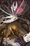  2026 2_horns absurd_res ambiguous_gender anthro arthopod attack biped cloak clothing empty_eyes eyelashes female fingers group half_sister_(lore) hi_res holding_melee_weapon holding_object holding_weapon hollow_knight_(franchise) horn hornet_(hollow_knight) infected_(species) looking_at_another melee_weapon nail_(weapon) orange_eyes red_cloak red_clothing sibling_(lore) sister_(lore) ssleepyflowers team_cherry the_knight_(hollow_knight) thread trio vessel_(species) weapon 