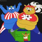 absurd_res american_flag_clothing anthro belly big_belly big_breast_problems bovid breasts caprine clothing collar comic_panel cut_horn dynamite earth explosives eyelashes fat_rolls female female/female florida footwear galaxy group hand_on_breast hands_up hi_res holding_breast horn katy_kat lammy_lamb lipstick ma-san macro makeup mammal mexico mischievous_smile mouse murid murine navel overweight parappa_the_rapper pattern_clothing planet rodent roxyreviews scared sea sheep shoes signature sony_corporation sony_interactive_entertainment space striped_clothing stripes surprised tail terra_macro toony trio um_jammer_lammy united_states_of_america water