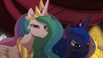  2017 bags_under_eyes blue_eyes blue_hair duo equine eyelashes feathered_wings feathers female feral friendship_is_magic hair horn long_hair mammal momomistress multicolored_hair my_little_pony princess_celestia_(mlp) princess_luna_(mlp) purple_eyes sibling sisters unamused white_feathers winged_unicorn wings 