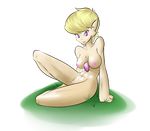  1girl arm_support breasts clitoris collarbone full_body gardevoir grass green_hair highres looking_at_viewer marbearis medium_breasts navel nipples no_humans nude outdoors personification pink_hair pokemon pokemon_(creature) pokemon_rse pussy short_hair simple_background sitting smile solo transparent_background uncensored 