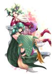  aqua_eyes aqua_hair bad_id bad_pixiv_id bangs bare_shoulders blush boots bridal_gauntlets cape chona commentary_request dress elbow_rest final_fantasy final_fantasy_iv final_fantasy_vi floating fountain full_body gloves green_cape green_dress green_hair high_heels highres long_hair looking_at_viewer multicolored multicolored_background multiple_girls older parted_lips petals petals_on_liquid pink_footwear pink_gloves pink_shirt purple_eyes rydia shirt sitting sleeveless sleeveless_dress sleeveless_shirt spoilers tiara tina_branford white_cape 