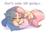  2019 cutie_mark english_text equine female fensu-san feral fluttershy_(mlp) friendship_is_magic hair lying mammal my_little_pony pegasus pillow simple_background sleeping text white_background wings 