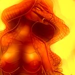  2017 anthro bedroom_eyes big_breasts biped black_tongue breasts curly_hair digital_media_(artwork) digital_painting_(artwork) drooling eyelashes facial_piercing female forked_tongue front_view hair half-closed_eyes long_hair long_tongue looking_at_viewer looking_away nipples non-mammal_breasts nose_piercing nose_ring nude open_mouth open_smile orange_nipples orange_scales orange_sclera orange_theme piercing pythia_(sidje) python reptile saliva scale_hair scales scalie seductive septum_piercing sidje simple_background slit_pupils sllt_pupils smile snake solo standing tongue tongue_out yellow_background 