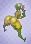  2019 anus areola big_butt big_lips breasts butt checkered_background derek_hetrick fangs featureless_feet female flora_fauna humanoid leaf leg_grab lips mario_bros nintendo open_mouth pattern_background piranha_plant plant pussy rear_view sharp_teeth simple_background solo suggestive suggestive_gesture teeth tongue tongue_out video_games 