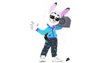  2017 5_fingers :3 alpha_channel ambiguous_gender animated anthro biped birdkings black_tail boombox bouncing cheek_tuft clothed clothing dancing digital_media_(artwork) dipstick_ears eyewear fluffy fluffy_tail footwear front_view full-length_portrait hare head_tuft holding_object humanoid jacket kj_(runnerrabbit) lagomorph loop mammal musical_note pants pixel_(artwork) pixel_animation portrait shoes short_tail simple_background smile sneakers snowshoe_hare solo standing sunglasses transparent_background tuft watermark 