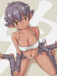  2016 blush bra breasts brown_yes clothing female fur gecotan47 grey_fur grey_hair hair humanoid kneeling looking_at_viewer monkey_humanoid navel panties solo underwear 