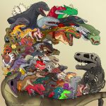  6+others absurdres agumon barney barney_&amp;_friends beast_wars character_request claws commentary copyright_request crossover digimon digimon_(creature) dinosaur dinosaur_king english_commentary extreme_dinosaurs_(series) fang_(primal) fate_(series) gen_6_pokemon genndy_tartakovsky's_primal godzilla godzilla_(series) grimlock highres kijo_kouyou_(fate) kyouryuu_sentai_zyuranger looking_at_viewer mecha megatron_(beast_wars) monster_hunter_(series) multiple_boys multiple_girls multiple_others muscular nazrigar nintendo pectorals pokemon robot serious sharp_teeth smile super_sentai tail teeth the_land_before_time trait_connection transformers tyranomon tyrantrum 