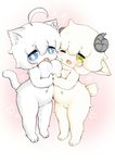  2girls artist_request blue_eyes breasts cat furry multiple_girls sheep short_hair white_hair yellow_eyes 