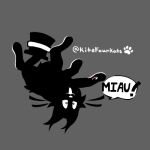  artist_name black_body black_fur black_top_hat clothing cottonshade dewclaw dialogue domestic_cat ear_tuft exclamation_point felid feline felis female feral fur grey_background hat headgear headwear kits4kats low_res lying mammal multicolored_body on_back open_mouth open_smile pawpads paws pupils red_pawpads signature simple_background slightly_chubby smile solo speech_bubble spread_legs spreading text top_hat tuft two_tone_body whiskers white_body white_fur white_pupils 