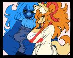  2026 anthro asian_clothing avian beak bedroom_eyes bird black_border blue_body blue_breasts blue_eyes blue_feathers blue_hair blush blush_lines border breasts brown_eyes canid canine ceroba_ketsukane cleavage clothed clothing digital_drawing_(artwork) digital_media_(artwork) dipstick_tail duo east_asian_clothing feathered_wings feathers female female_anthro fluffy fluffy_tail fox front_view fur hair hi_res inner_ear_fluff japanese_clothing kimono mammal markings martlet_(zenith_form) muscular muscular_anthro muscular_female narrowed_eyes nipple_outline orange_body orange_fur orange_hair partially_clothed rodolfator seductive shirt side_view simple_background smile smiling_at_viewer snout spanish_description tail tail_markings tan_body tan_breasts tan_fur topwear torn_clothing torn_shirt torn_topwear tuft undertale undertale_(series) undertale_yellow white_background white_inner_ear_fluff winged_arms wings yellow_sclera 
