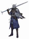  absurdres arm_cannon arm_mounted_weapon armor belt_buckle bite_addict black_scarf blue_coat breastplate buckle cape chipped_sword chipped_weapon coat commentary_request dagger greatsword helmet highres holding holding_weapon knife ornate_armor ornate_clothes over_shoulder pauldrons rope_legwear scale_armor scarf shoulder_armor sword sword_over_shoulder two-handed_sword weapon weapon_over_shoulder winged_helmet wylder_(elden_ring) 