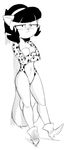  anthro black_and_white blush boots breasts cat cleavage clothed clothing cosplay crossed_arms dbaru feline female footwear frown hair hanna&ndash;barbera josie_and_the_pussycats kitty_katswell mammal monochrome nickelodeon t.u.f.f._puppy 