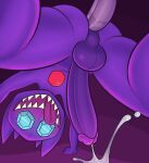  2023 anal anal_penetration balls blush bodily_fluids cum cum_while_penetrated disembodied_penis gem gemsum generation_3_pokemon genital_fluids genitals ghost hi_res humanoid low-angle_view male male/male nintendo open_mouth open_smile penetration penile penile_penetration penis penis_in_ass pokemon pokemon_(species) purple_body purple_penis sableye sharp_teeth simple_background smile solo spirit teeth tongue tongue_out 