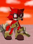  2017 anthro big_head black_nose canine clothing crying custom_character_(sonic_forces) eyewear fur glasses gloves male mammal sharp_teeth simple_background sonic_(series) sonic_forces sonicsky2337 tears teeth toony video_games wolf 