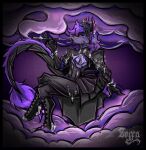  anthro black canid canine canis cigarette claws clothing dragon eyes haldorix hi_res male mammal metal mythological_creature mythological_scalie mythology purple red scalie shiny_(disambiguation) silver smoke suit wolf zeffa 