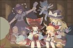  02charaice20 6+girls apron ascot black_hat black_skirt black_vest blonde_hair blue_bow blue_dress blue_eyes blue_hair bow braid brown_hair camera camera_around_neck cirno closed_eyes collared_shirt commentary cup curly_hair detached_sleeves detached_wings dress english_commentary frilled_bow frilled_hair_tubes frills fruit_hat_ornament hair_bow hair_tubes hakurei_reimu hat hat_bow hat_ornament highres hinanawi_tenshi holding holding_cup holding_newspaper horns ibuki_suika ice ice_wings kirisame_marisa komano_aunn leaf_hat_ornament long_hair luna_child mini_person minigirl multiple_girls neck_ribbon newspaper open_mouth orange_hair parasol peach_hat_ornament pinafore_dress pixel_art pom_pom_(clothes) red_bow red_ribbon red_shirt red_skirt ribbon ribbon-trimmed_sleeves ribbon_trim shameimaru_aya shirt short_sleeves side_braid single_braid single_horn skirt skirt_set sleeping sleeveless sleeveless_dress smile socks star_sapphire sukuna_shinmyoumaru sunny_milk tokin_hat touhou umbrella vest waist_apron white_apron white_bow white_dress white_hat white_shirt white_socks white_umbrella wings witch_hat yakumo_yukari yellow_ascot yellow_eyes yunomi 