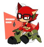  2017 anthro big_head black_nose canine clothing custom_character_(sonic_forces) eyewear fur glasses gloves male mammal sharp_teeth simple_background sonic_(series) sonic_forces sonicsky2337 teeth toony wolf 