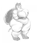  2017 anthro armello big_breasts breasts canine female hand_on_breast huge_breasts huwon magna_(armello) mammal nude overweight overweight_female signature thick_thighs wolf 