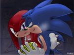  2017 anthro clothing echidna gloves group hedgehog kalk427 knuckles_the_echidna male mammal monotreme sonic_(series) sonic_the_hedgehog toony video_games 