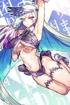  armpits breasts brynhildr_(fate) cheer_for_master cheerleader commentary_request fate/grand_order fate_(series) highres jumping large_breasts long_hair looking_at_viewer melon22 microskirt midriff pink_eyes pom_poms skirt underboob very_long_hair white_hair 