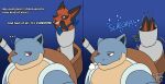  ambiguous_gender ambiguous_pred ambiguous_prey anthro anthro_pred black_body black_fur blastoise blue_background blue_body blue_kerchief blue_neckerchief breath brown_shell cannon dialogue duo ellipsis english_text feral feral_prey fur generation_1_pokemon generation_8_pokemon gloves_(marking) gradient_background hi_res humor kerchief looking_back male_(lore) markings neckerchief neckwear nickit nintendo open_mouth pawpads pink_pawpads pokemon pokemon_(species) ranged_weapon red_body red_eyes red_fur shell signature simple_background smile sound_effects talking_feral tan_body tastytales teeth text unusual_vore vore weapon wordplay z_(tastytales) 