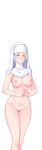  1girl areolae blue_eyes blush breasts butcha-u censored eloise_sussex game_cg habit hands_together kenzen!_hentai_seikatsu_no_susume large_breasts legs looking_at_viewer mound_of_venus navel nipples nude nun original pussy shaved shaved_pussy simple_background smile solo standing thighs transparent_background 