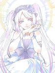  bow bracelet dress euryale fate/grand_order fate/stay_night fate_(series) hairband hand_chains jewelry lace lolita_hairband long_hair muted_color pastel_colors purple_eyes purple_hair solo twintails zuwai_kani 