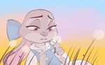  2016 4_fingers abstract_background absurd_res anthro beauty_and_the_beast belle_(disney) buckteeth clothing disney dress female flower fur grass grey_fur half-closed_eyes hi_res holding_flower holding_object judy_hopps judylavernehopps lagomorph mammal open_mouth outside parody pink_nose plant purple_eyes rabbit raised_inner_eyebrows simple_background sky solo teeth zootopia 