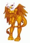  2017 3_toes anthro areola avian beak blue_eyes breasts female gryphon looking_at_viewer matospectoru my_little_pony nipples nude pussy simple_background solo toes white_background 