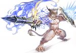  2017 armor balls blue_eyes dohs feline fur invalid_tag lion male mammal melee_weapon muscular muscular_male penis pose shield simple_background sword weapon white_background white_fur 