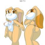  anthro breasts butt cream_the_rabbit eyelashes female lagomorph looking_at_viewer looking_back mammal navel nipples pose pubes rabbit simple_background smile solo sonic_(series) standing xylas yellow_eyes 